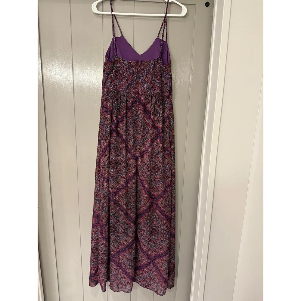 Bisou Bisou‎ Womens Size 8 Geometric Print Maxi Dress V-Neck Boho Flowy - Picture 6 of 8